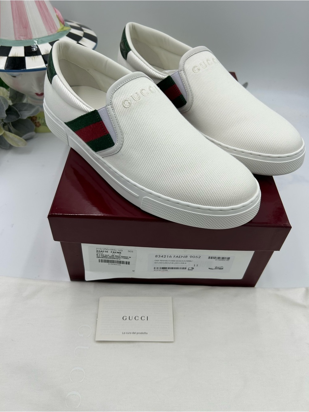Men's Gucci ace slip on sneakers size 11 fits 12 US made in Italy - Picture 3 of 11